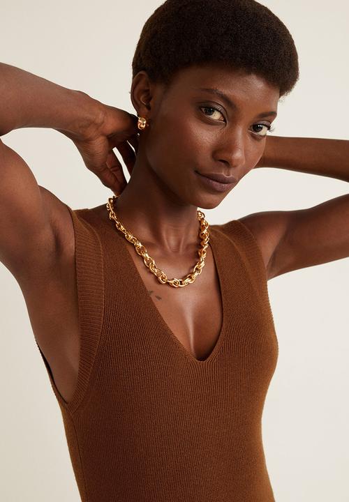 MANGO - Knit long dress - brown