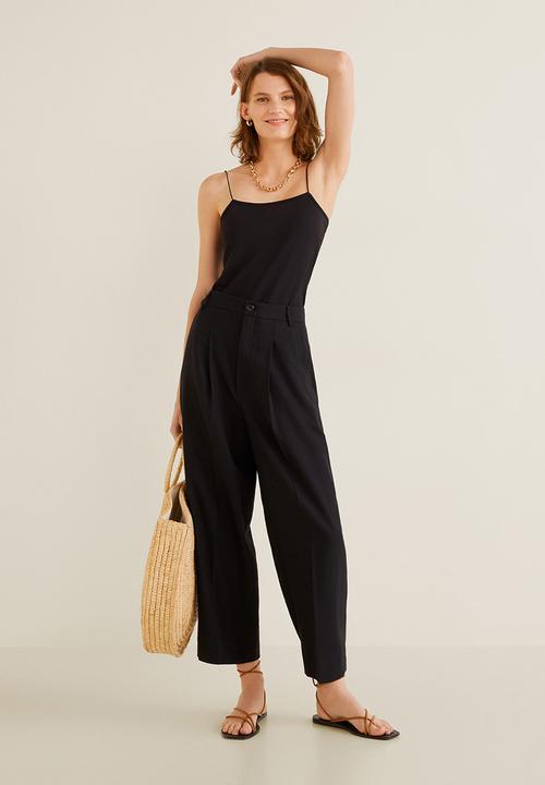 MANGO - Essential cotton top - black