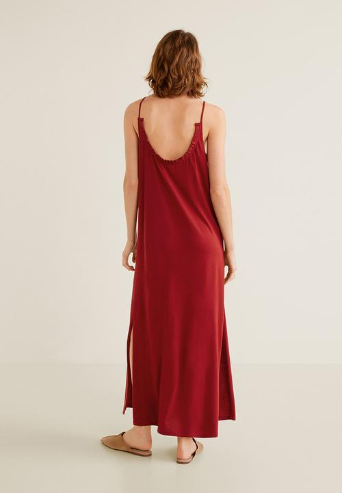 MANGO - Embroidery detail dress - red