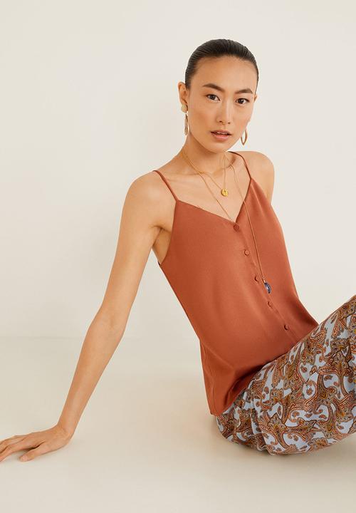 MANGO - Thin strap cami - rust