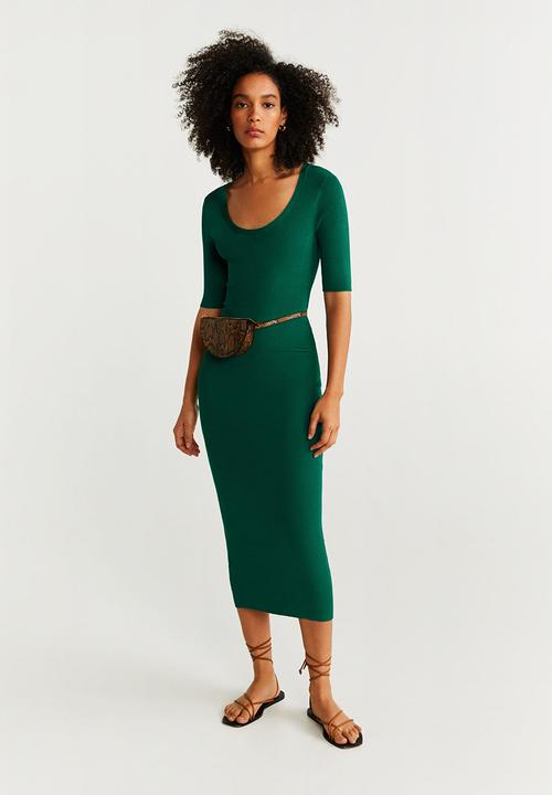 MANGO - Tailored ribbed dress - green