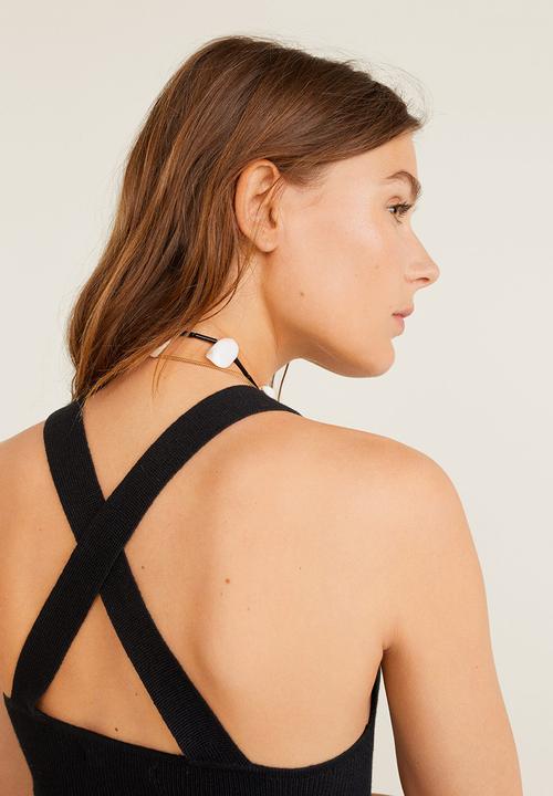 MANGO - Wrap back top - black