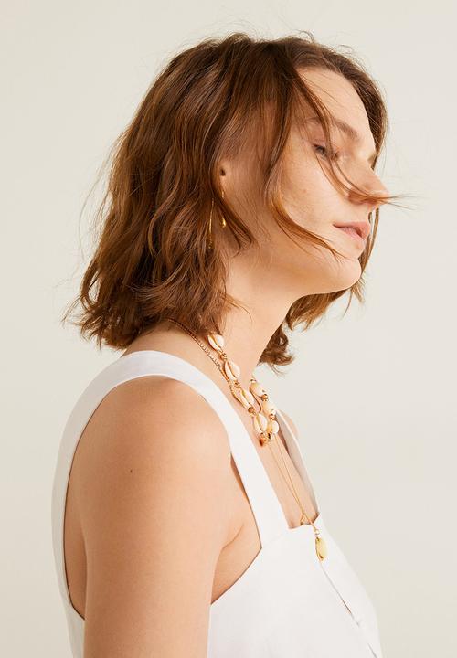 MANGO - Megan linen strap dress - white