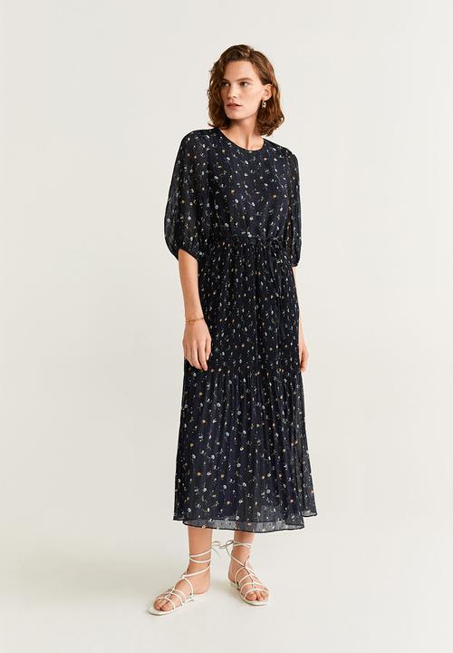 MANGO - Pleated dress - navy