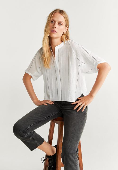 MANGO - Short sleeve blouse - white