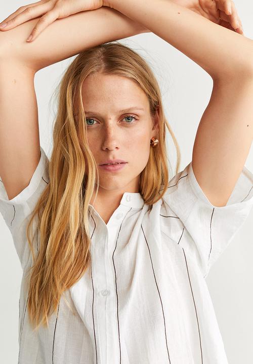 MANGO - Short sleeve blouse - white