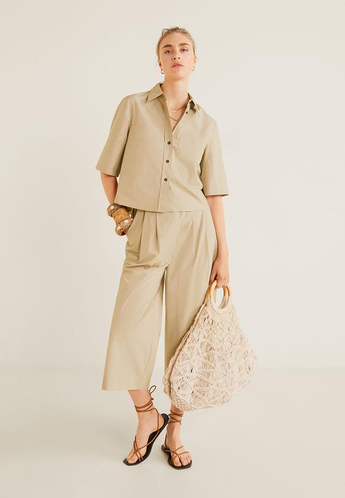 MANGO - Paperbag trousers - beige