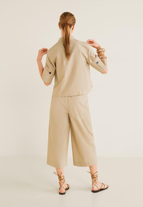 MANGO - Paperbag trousers - beige