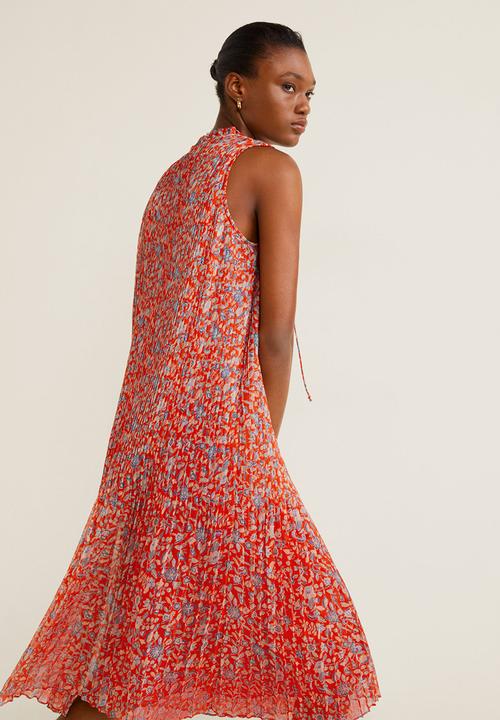 MANGO - Pleat detail dress - red