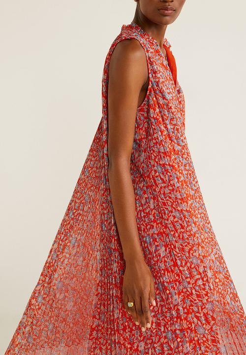 MANGO - Pleat detail dress - red