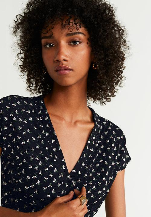 MANGO - Wrap dress - black & white