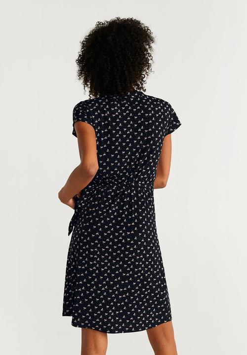 MANGO - Wrap dress - black & white