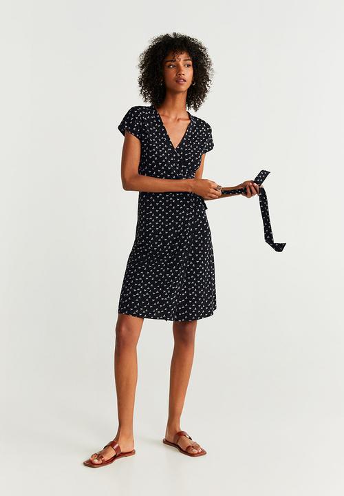 MANGO - Wrap dress - black & white