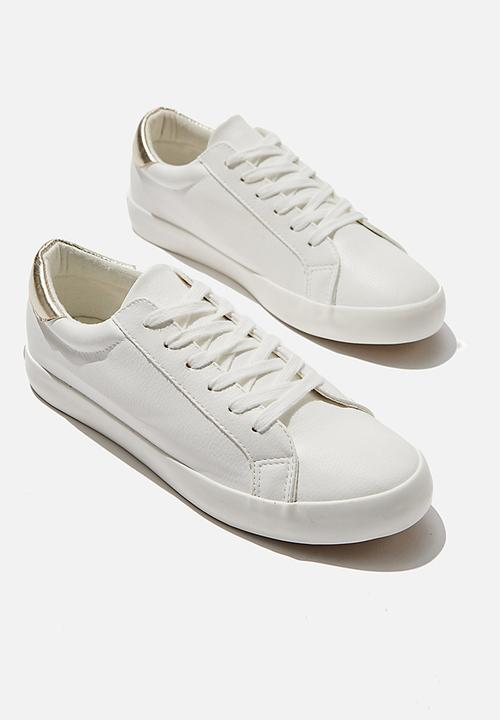 Cotton On - Ally low rise sneaker - white & gold