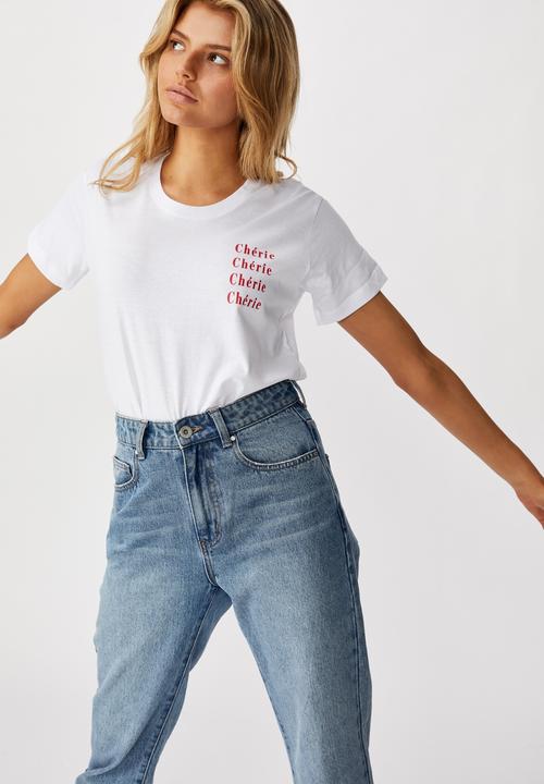 Cotton On - Classic slogan T-shirt cherie cherie - white