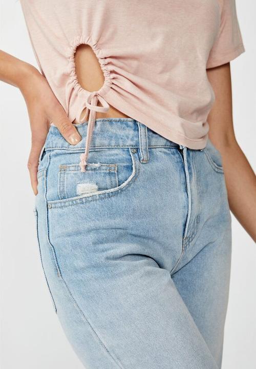 Cotton On - Franklin keyhole tie front short sleeve top - pink