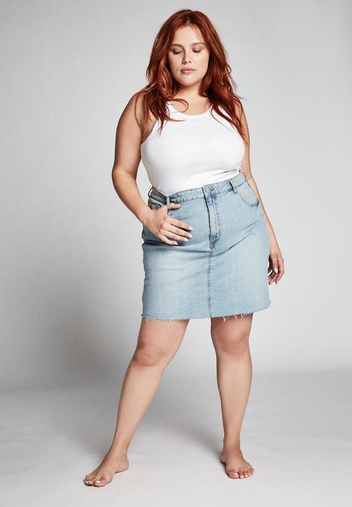 Cotton On - Curve denim skirt - blue