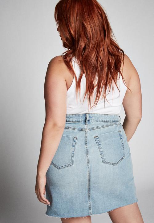 Cotton On - Curve denim skirt - blue