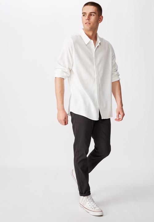 Factorie - Long sleeve linen blend shirt - white