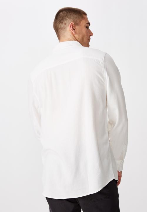 Factorie - Long sleeve linen blend shirt - white