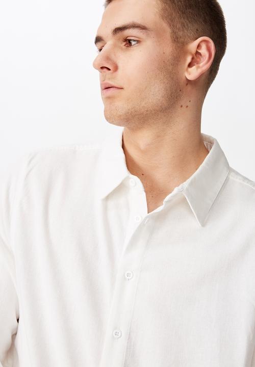 Factorie - Long sleeve linen blend shirt - white