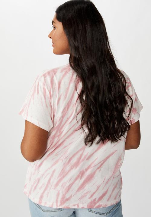 Cotton On - Curve graphic tee Jamieson motors - pink & white 