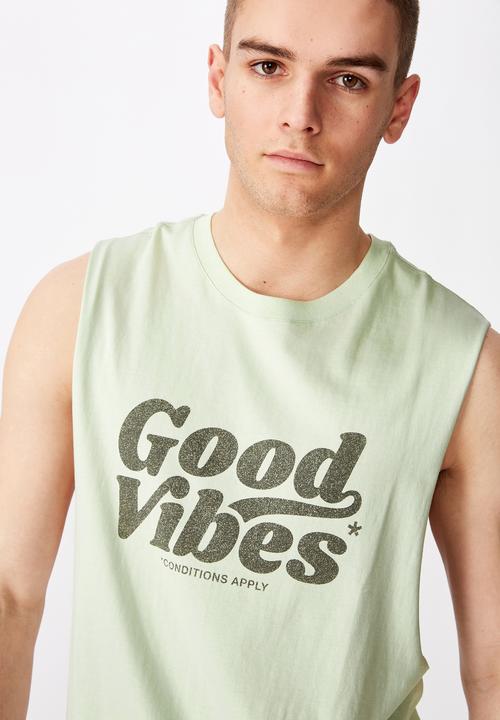 Factorie - Good vibes graphic muscle tank - green 