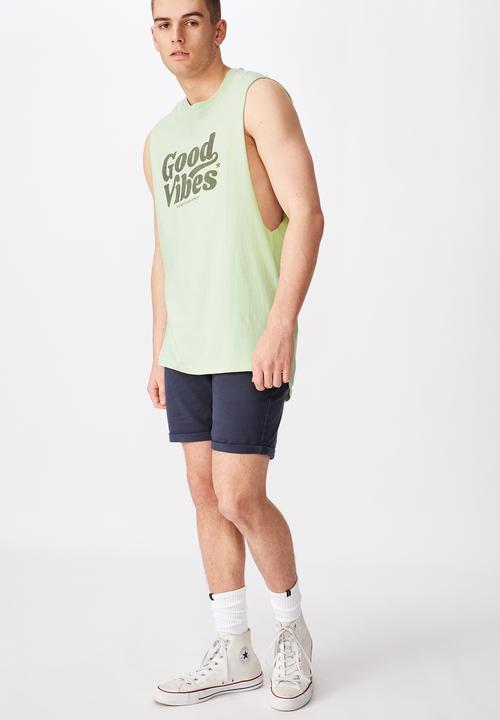 Factorie - Good vibes graphic muscle tank - green 