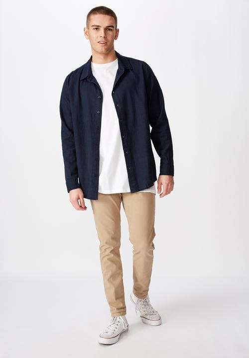 Factorie - Long sleeve linen blend shirt - navy