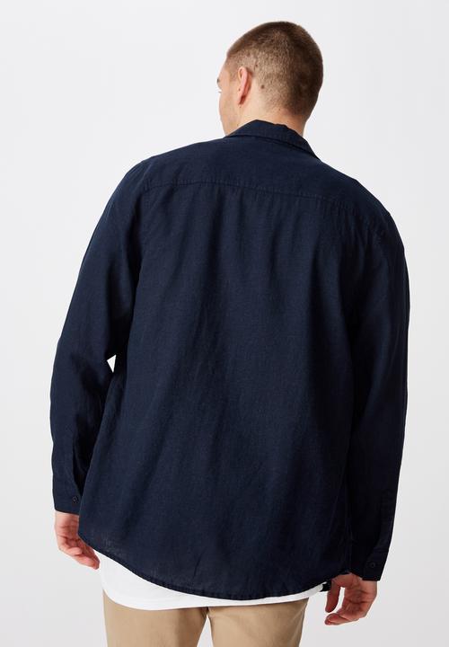 Factorie - Long sleeve linen blend shirt - navy