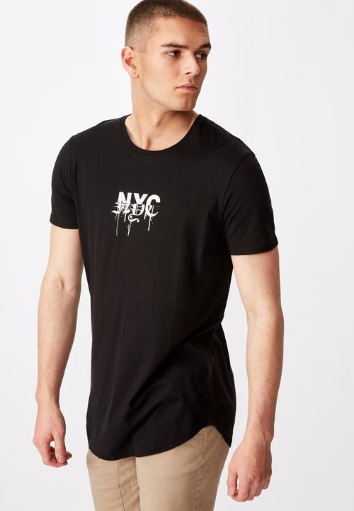 Factorie - Curved graphic T-shirt - black
