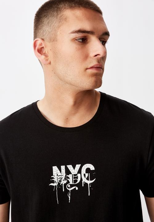 Factorie - Curved graphic T-shirt - black