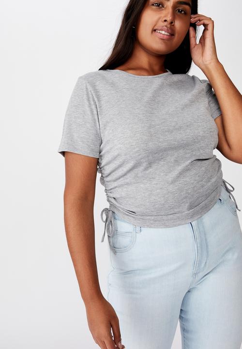 Cotton On - Curve millicent crew neck side tie - grey 