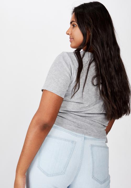 Cotton On - Curve millicent crew neck side tie - grey 