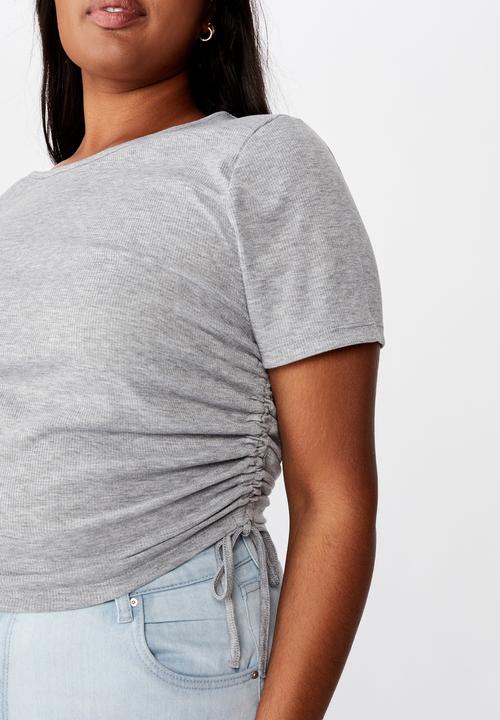 Cotton On - Curve millicent crew neck side tie - grey 