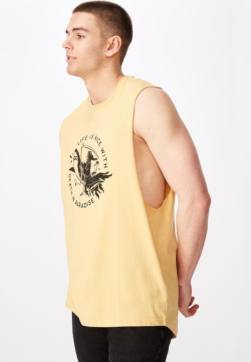 Factorie - Nice life graphic muscle tank - yellow 