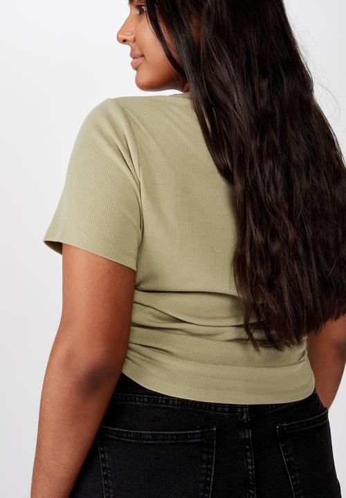 Cotton On - Curve millicent crew neck side tie - green