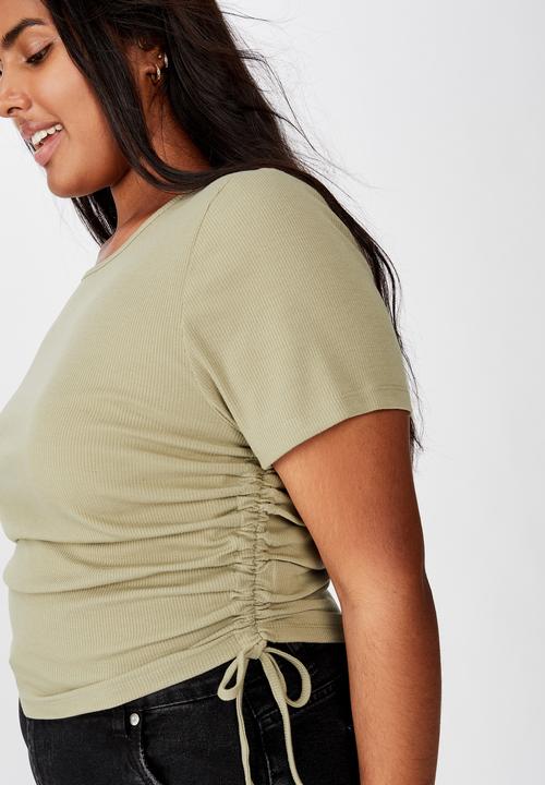 Cotton On - Curve millicent crew neck side tie - green