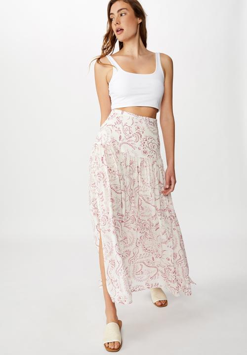 Cotton On - Nadia maxi skirt - white & pink