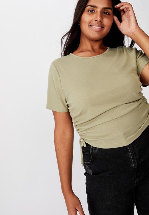 Cotton On - Curve millicent crew neck side tie - green