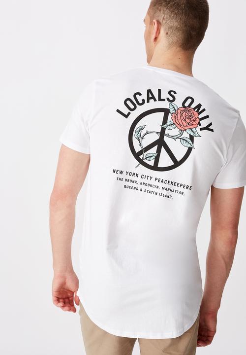 Factorie - Curved graphic T-shirt - white