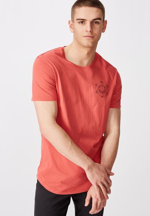 Factorie - Curved graphic T-shirt - coral