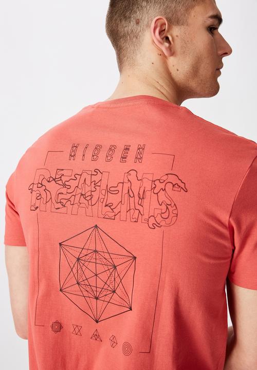 Factorie - Curved graphic T-shirt - coral