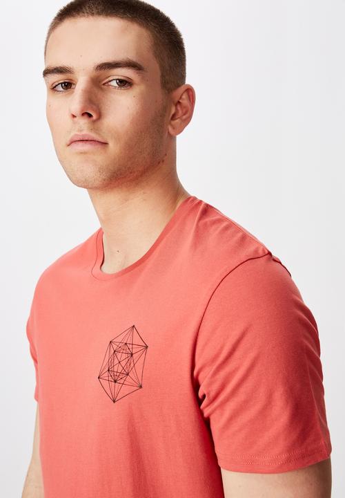 Factorie - Curved graphic T-shirt - coral