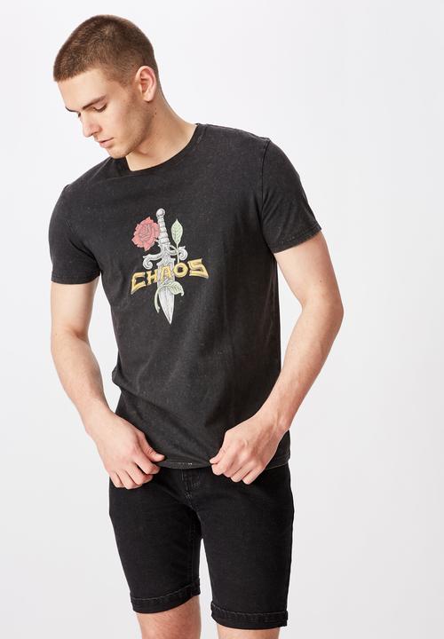 Factorie - Dagger slim graphic T-shirt - black