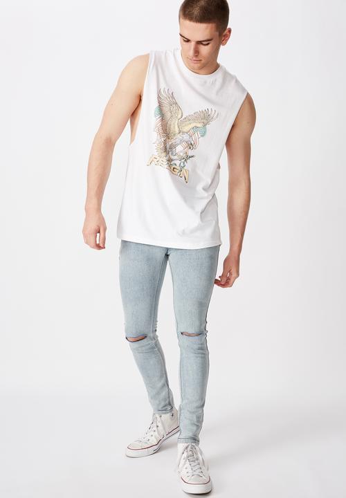 Factorie - Reign graphic muscle tank - white