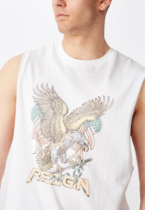 Factorie - Reign graphic muscle tank - white