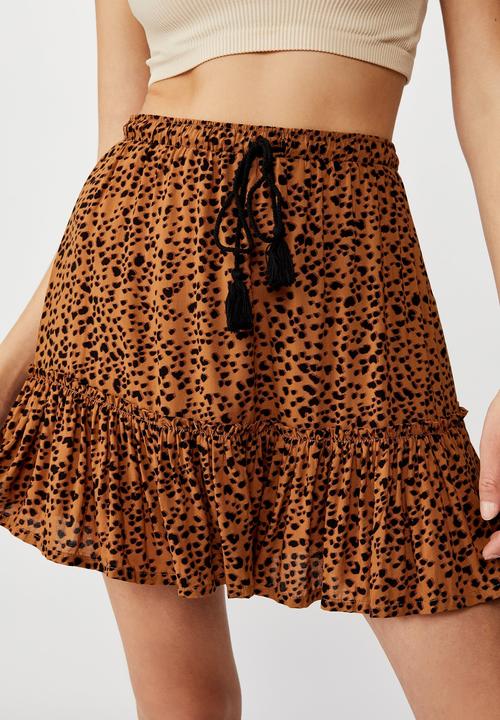 Cotton On - North tiered mini skirt - brown & black