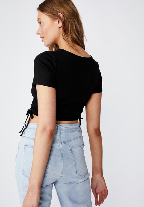 Cotton On - Millicent crew neck side tie - black