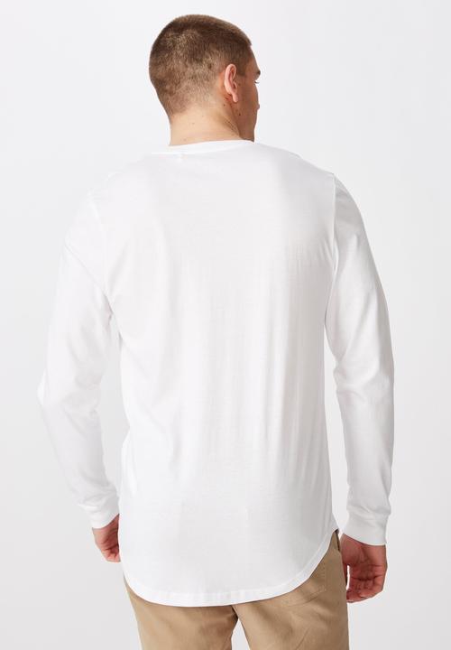 Factorie - Paris curved long sleeve graphic T-shirt - white